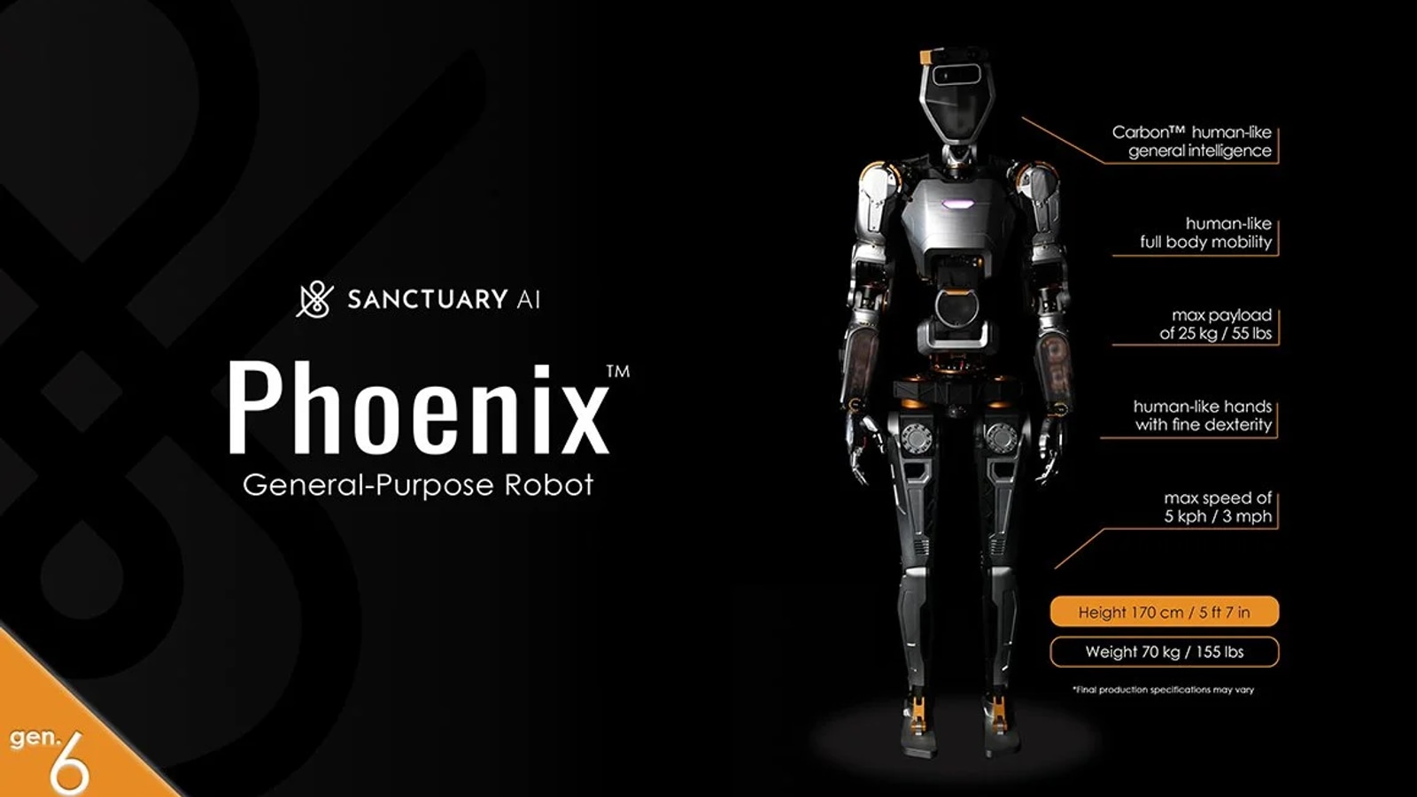 Sanctuary AI introduces sixth-generation Phoenix robot with Carbon control
